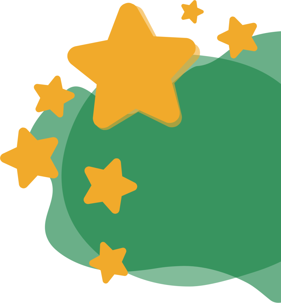 étoiles et fond vert